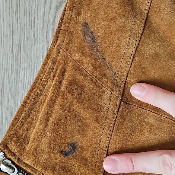 Anthropologie Six Crisp Days Genuine Suede Front Zip Up Mini Skirt Large *flaws* - Picture 4 of 17